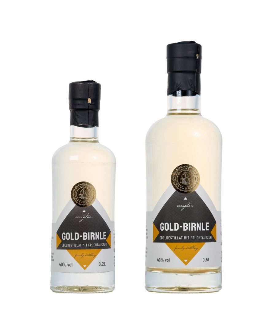 Unser Gold-Birnle: Ein Birnen-Destillat aus 10 verschiedenen Birnensorten mit Fruchtauszug